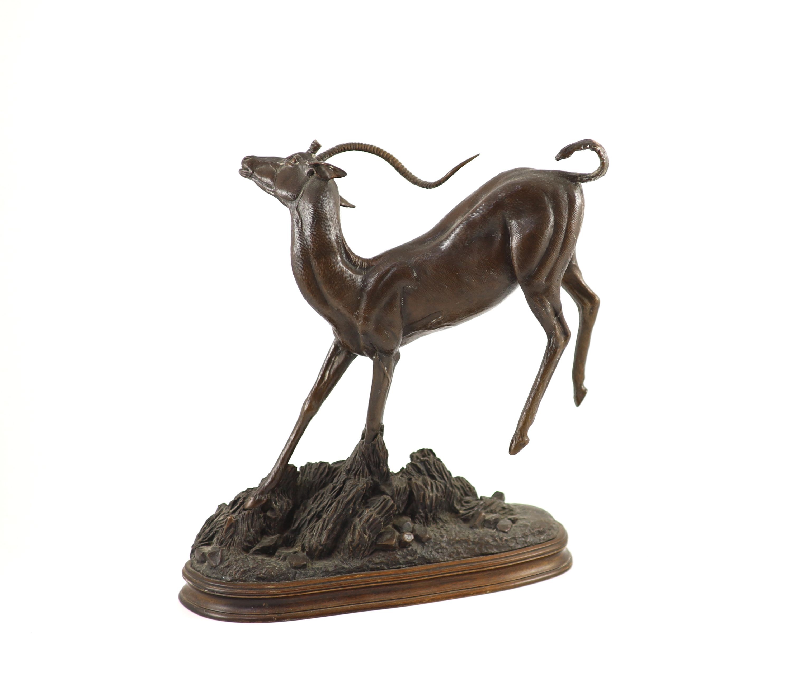 Tim Nicklin. A bronze model of a bucking impala width 32cm height 35cm